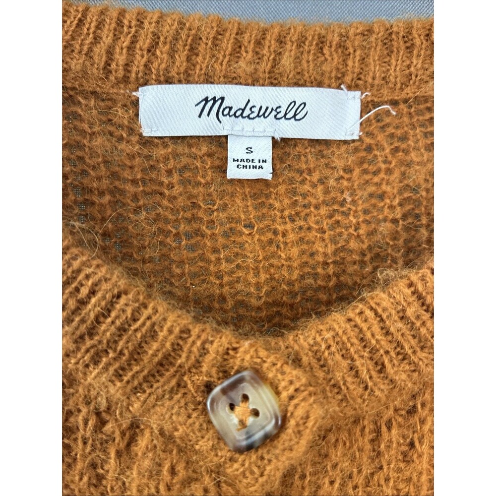 Madewell Bellaire Alpaca Blend Cardigan Sweater Small Golden Pecan Quiet Luxury - Picture 2 of 8